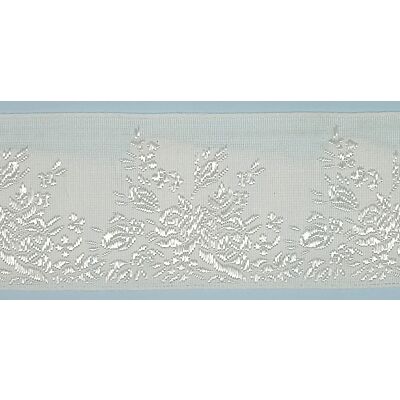 Cinta Jacquard bordada flores blanca (5,2 cm)