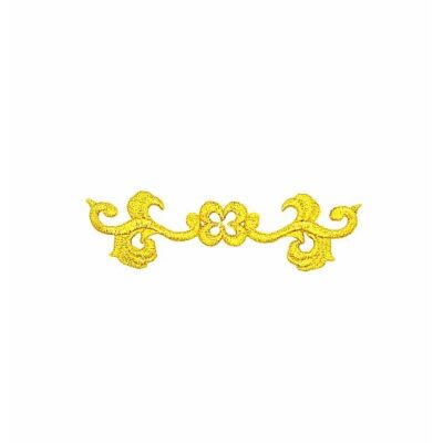 Aplique Bordado termoadhesivo Rama de Hojas oro (10,5x3cm)