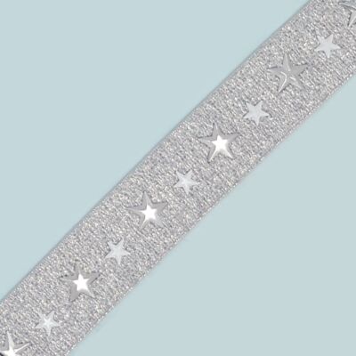 Cinta de Goma Elásticas Plata con estrellas (2.5 cm)