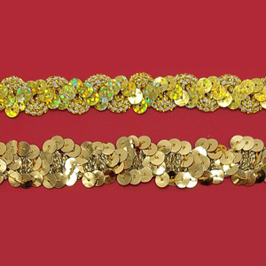 Pasamanería de lentejuelas dorado (1.5cm y 2cm)