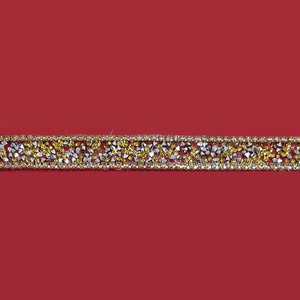 Pasamanería con pedrería brillante dorada (1.7cm)