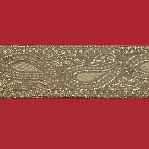 Cinta Jacquard bordada brillante dorado (4cm)