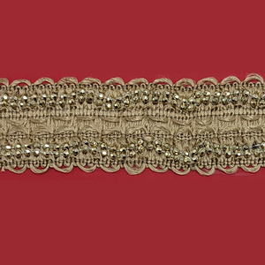 Pasamanería de tejido con pedrería brillante dorado (2.5 cm)