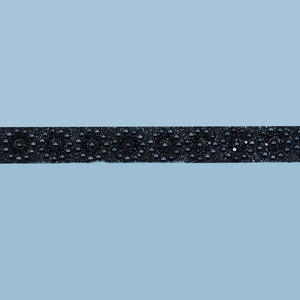 Pasamanería cinta con pedrería negra (1.5 cm)