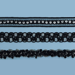 Pasamanería negra con plata (1.5 cm)