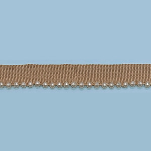 Pasamanería camel con perlas (1.5cm)