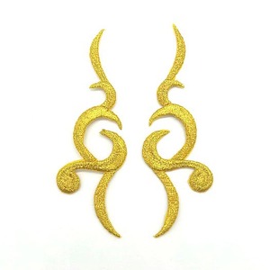 Aplique Bordado termoadhesivo filigrana oro (Izqda y Dcha) 9,5cm