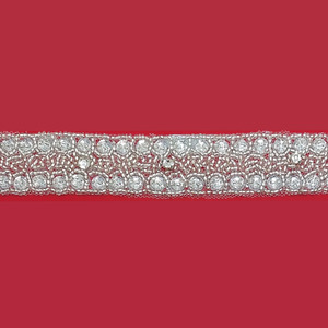 Pasamanería rocalla plata con brillantes (2.5cm)