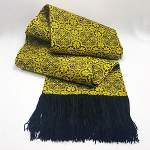 Fajín para Virgen negro y amarillo (220cm -fleco 14cm)