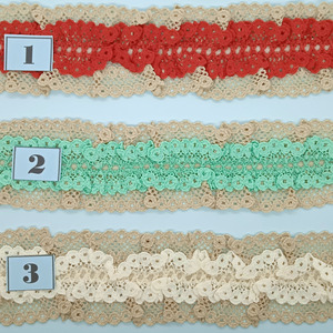 Fruncido de puntilla entredos bicolor (4 cm)