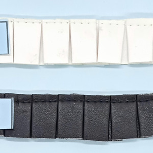 Cinta plisada de polipiel blanco y negro (2cm)