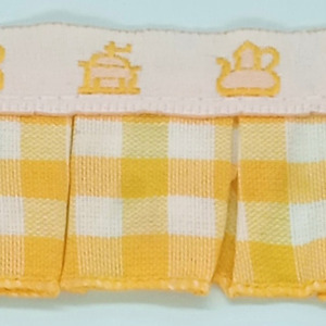 Cinta plisada vichy amarillo motivo cocina (3,5 cm)