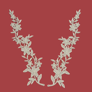 Aplique Plata motivo floral izq. y dcha. (25x7cm)
