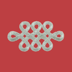 Aplique bordado termoadhesivo plata filigrana (9.5x5cm)