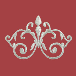 Aplique bordado termoadhesivo plata flor (12x8cm)