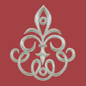 Aplique bordado termoadhesivo plata filigrana (8.5x7.5cm)