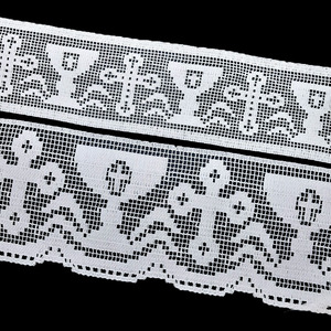 Encaje motivo religioso de bolillo mecanizado Blanco (10cm y 15cm)