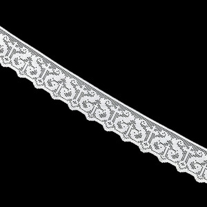 Encaje motivo religioso de bolillo mecanizado Blanco (4.5cm)