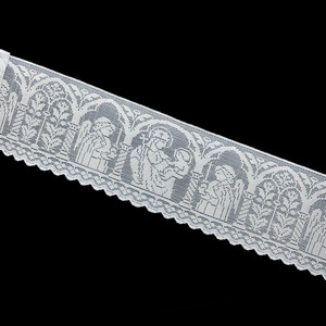 Encaje motivo religioso de bolillo mecanizado Blanco (14 cm)