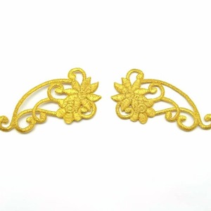 Aplique Bordado termoadhesivo flores oro (Izqda y Dcha) 8,5cm