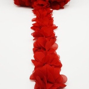 Tira de flores de tela con pétalos Rojo (5cm)