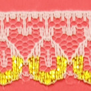 Encaje de Naylon Blanco y Dorado 2cm