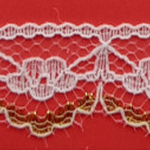 Encaje de Naylon Blanco y Dorado 1,5cm
