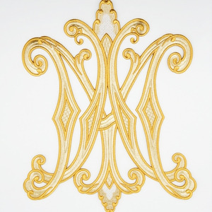 Aplique bordado Ave María oro (34x42cm)