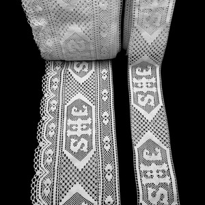 Encaje motivo religioso de bolillo mecanizado Blanco (9cm y 19cm)