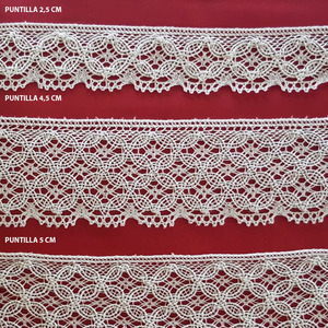 Encaje de Bolillo Blanco (Entredos 2 cm/ Puntilla 2,5 cm/ Puntilla 4,5 cm y Puntilla 5 cm)