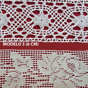 Encaje de Bolillo Blanco (6,5 cm/ 6,5 cm/ 6 cm y 7 cm)