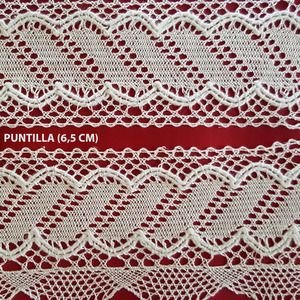 Encaje de Bolillo Blanco (Entredos 6 cm y Puntilla 6,5 cm)