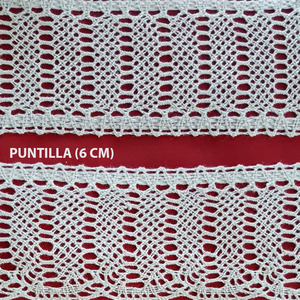 Encaje de Bolillo Blanco (Entredos 6 cm y Puntilla 6 cm)