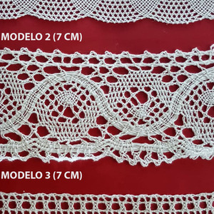 Encaje de Bolillo Blanco (7,5 cm/ 7 cm y 7 cm)