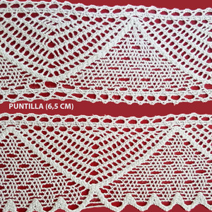 Encaje de Bolillo Blanco (Entredos 6,5 cm y Puntilla 6,5 cm)