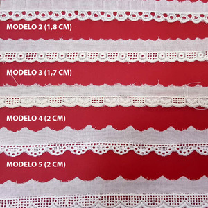 Puntilla tira bordada beige (1,7 cm/1,8 cm/1,7 cm/ 2 cm y 2 cm)