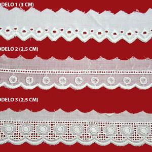 Punta tira bordada beige (3 cm/ 2,5 cm y 2,5 cm)