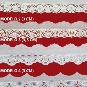 Punta tira bordada beige (3 cm/ 3 cm/ 3,5 cm y 3 cm)