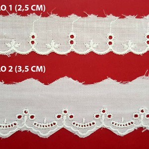 Punta tira bordada beige (2,5 cm y 3,5 cm)