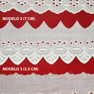 Punta tira bordada beige (5 cm/ 7 cm y 5,5 cm)
