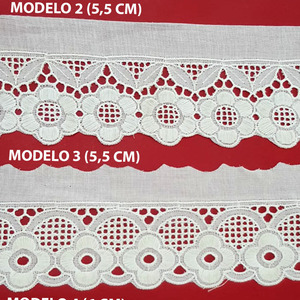 Punta tira bordada beige (7 cm/5,5 cm/ 5,5 cm y 6 cm)