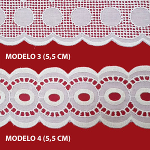 Entredos tira bordada beige (4,5 cm/ 5,5 cm/ 5,5 cm y 5,5 cm)