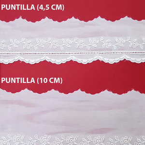 Tira bordada beige (Entredos 3,5 cm/ Puntilla 4,5 cm y Puntilla 10 cm)