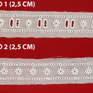 Entredos tira bordada beige (2,5 cm y 2,5 cm)