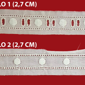 Entredos tira bordada beige (2,7 cm y 2,7 cm)