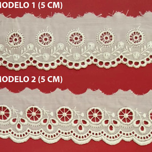 Punta tira bordada beige (5 cm y 5 cm)