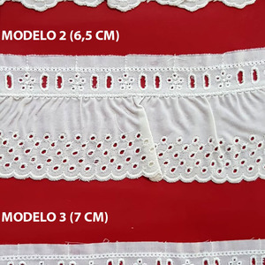 Tira bordada rizada con pasacintas beige (6 cm/ 6,5 cm y 7 cm)