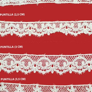 Guipur Marfil (Entredos 2,5 cm/ Puntilla 2,5 cm/ Puntilla 3 cm y Puntilla 3,5 cm)