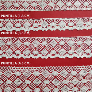 Encaje de Bolillo Beige (Entredos 1,8 cm/Puntilla 1,8 cm/Puntilla 3,5 cm y Puntilla 4,5 cm)