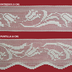 Encaje de Bolillo Beige (Entredos 5 cm y Puntilla 6 cm)